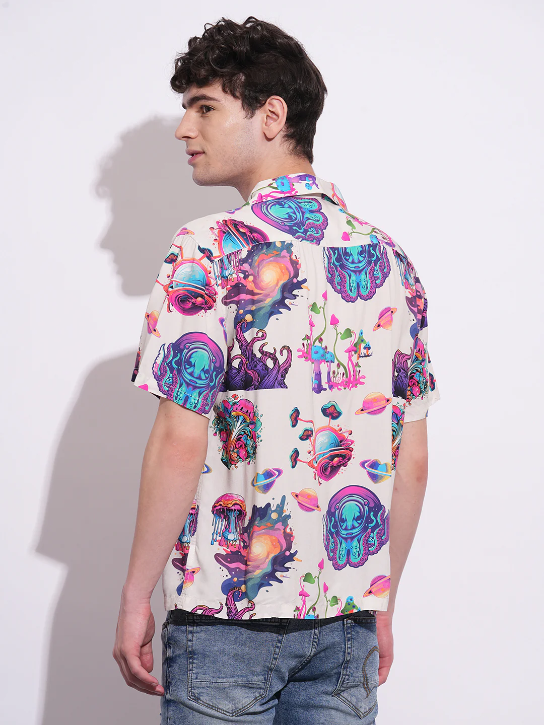Off White Easy Fit Regular Collar Men's Shirt by Being Human Clothing - Image 3