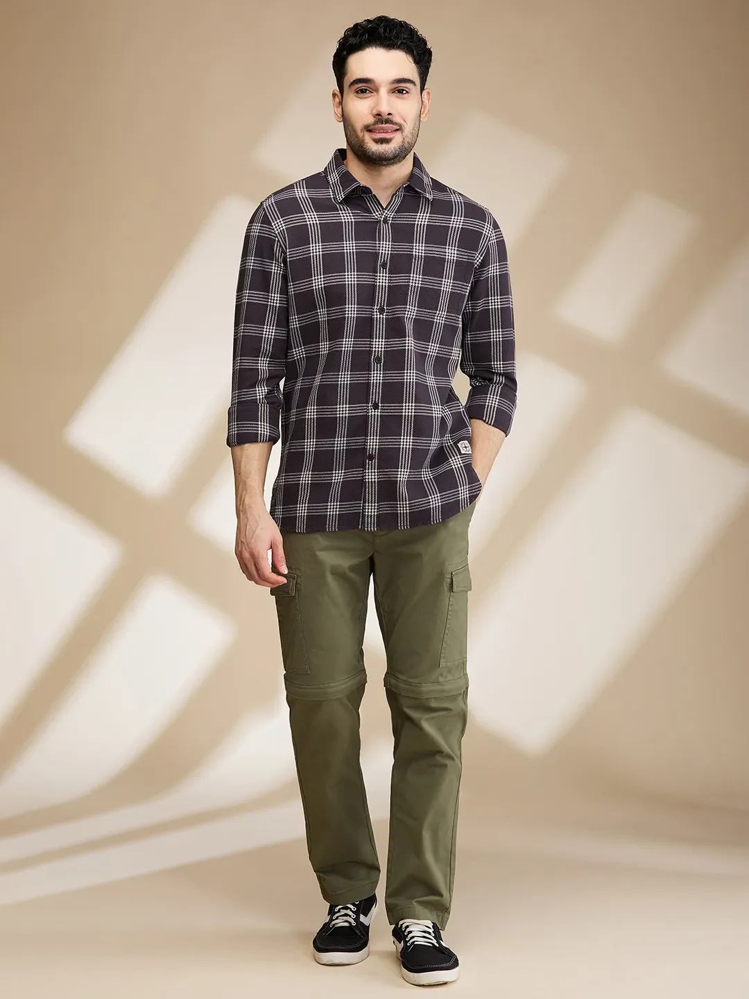 Grey Slim Fit Regular Collar Men's Shirt by Being Human Clothing - Image 2