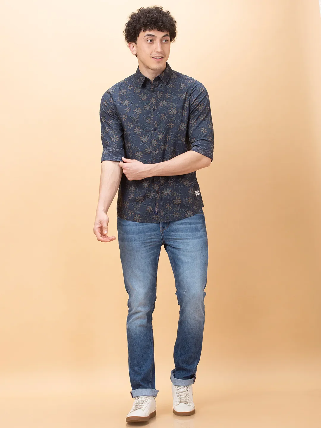 Cobalt Blue Slim Fit Regular Collar Men's Shirt by Being Human Clothing - Image 2