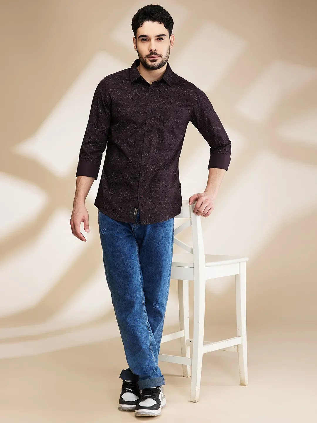 Coffee Slim Fit Regular Collar Men's Shirt by Being Human Clothing - Image 6
