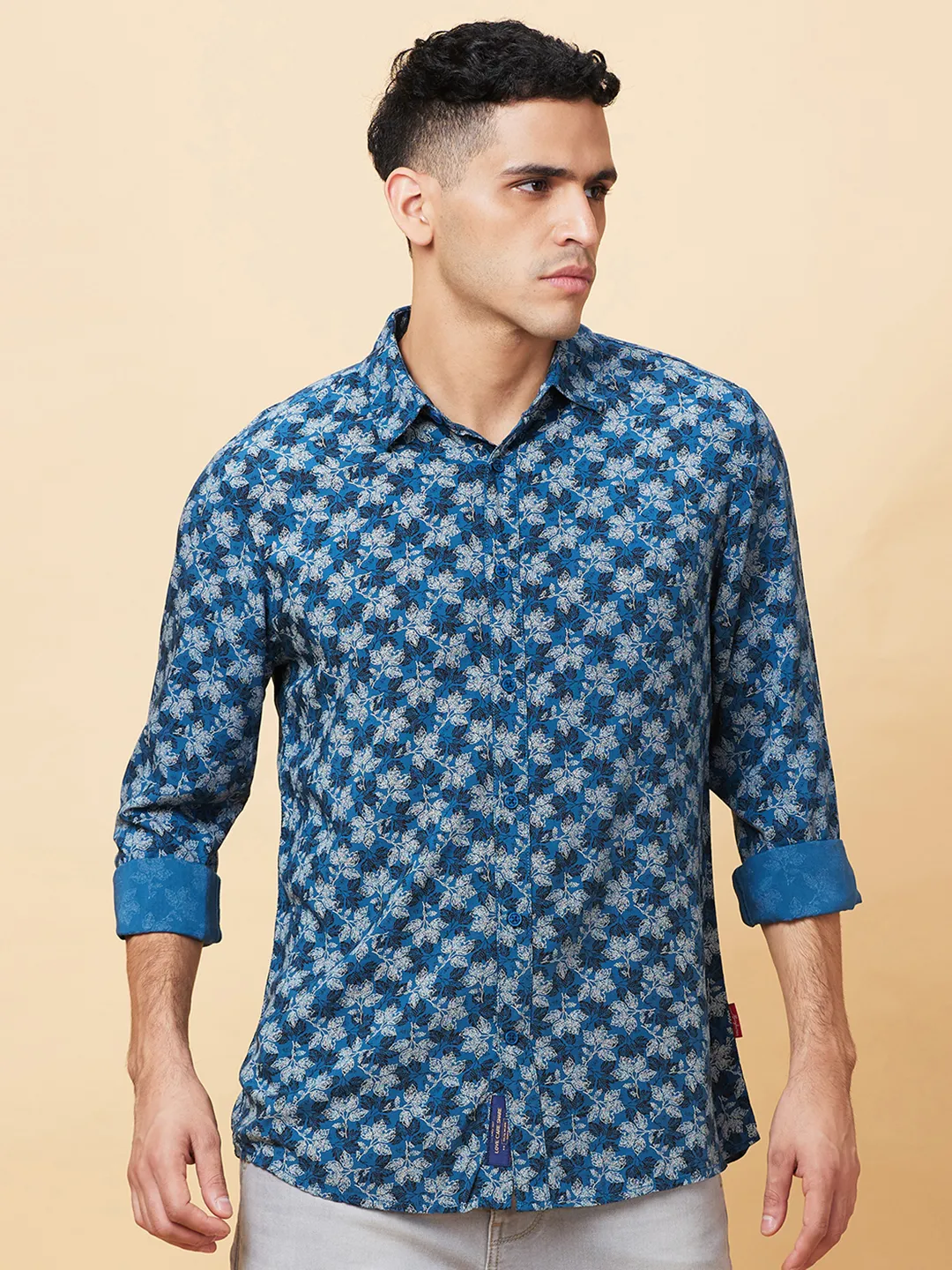 Teal Slim Fit Regular Collar Men's Shirt by Being Human Clothing