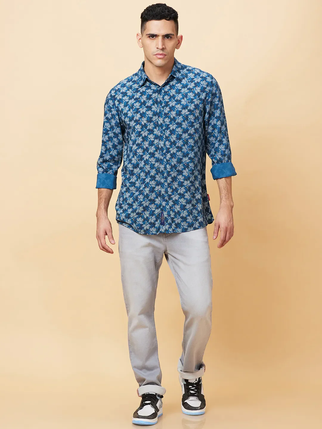 Teal Slim Fit Regular Collar Men's Shirt by Being Human Clothing - Image 2