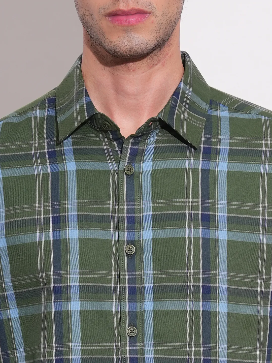Dark Green Slim Fit Regular Collar Men's Shirt by Being Human Clothing - Image 5
