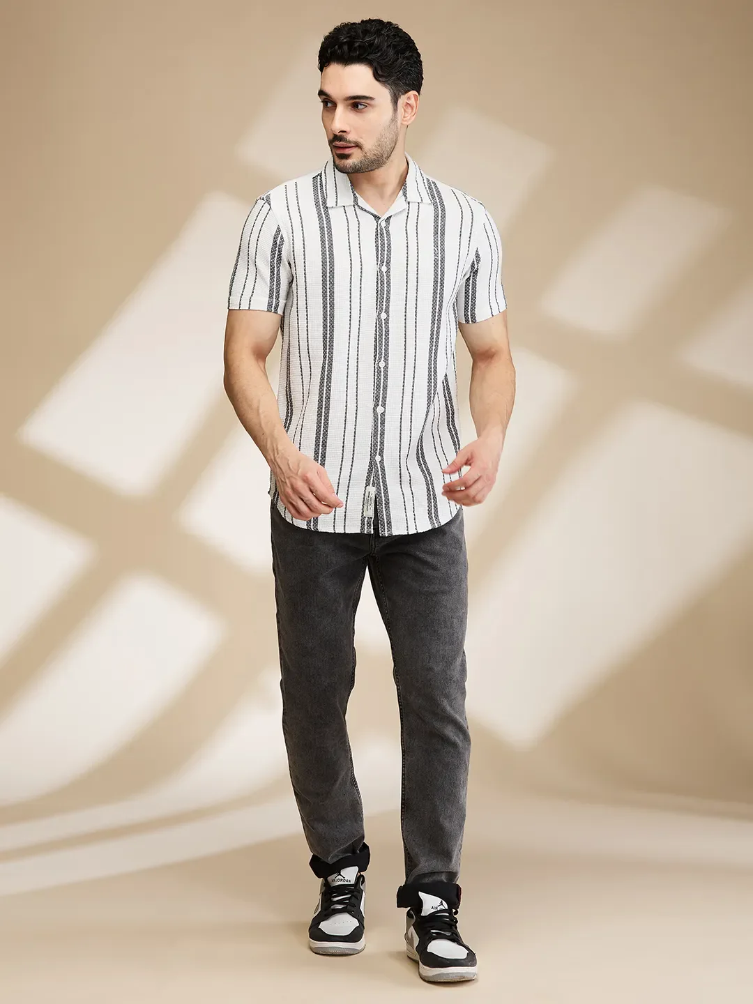 Grey Slim Fit Regular Collar Men's Shirt by Being Human Clothing - Image 2