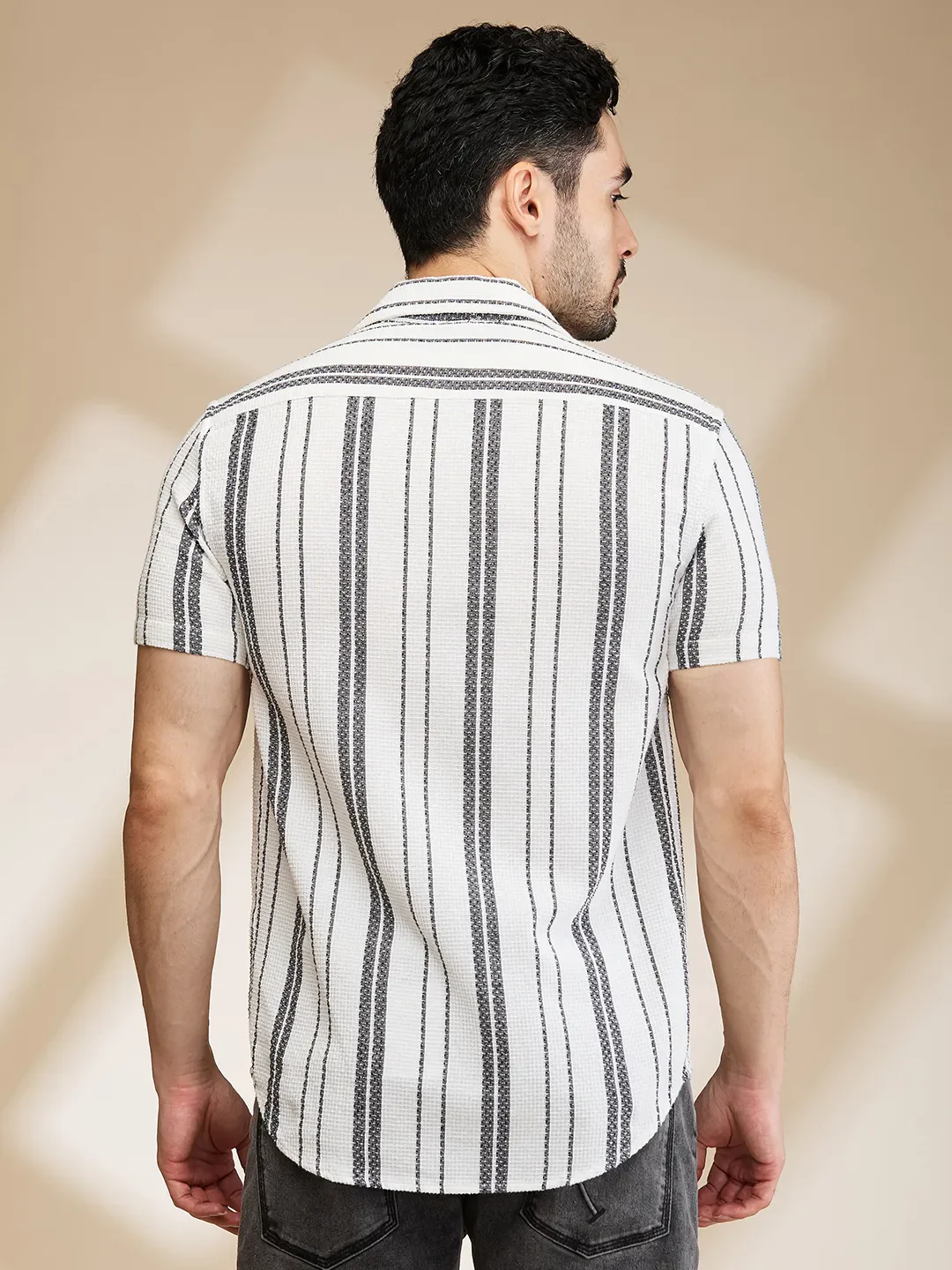 Grey Slim Fit Regular Collar Men's Shirt by Being Human Clothing - Image 3