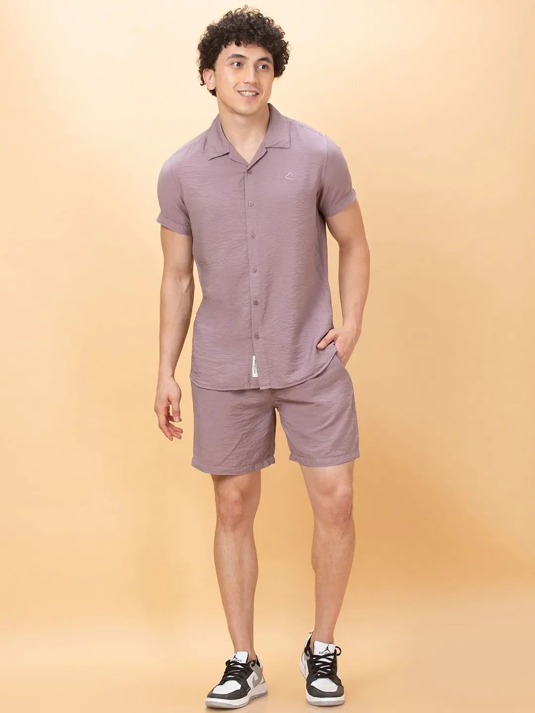 Dusty Pink Slim Fit Regular Collar Men's Shirt by Being Human Clothing - Image 2