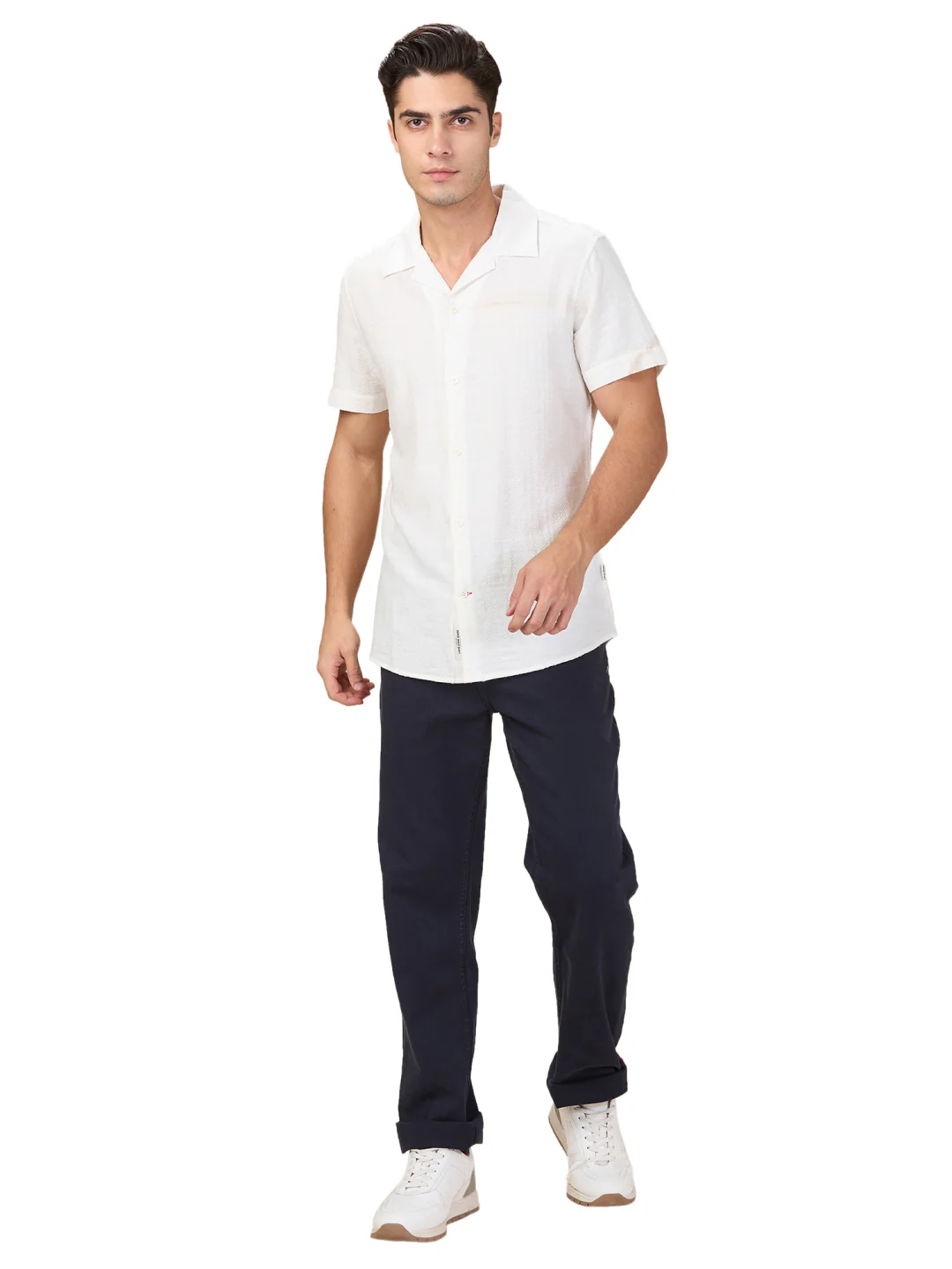 Beige Regular Fit Regular Collar Men's Shirt by Being Human Clothing - Image 5