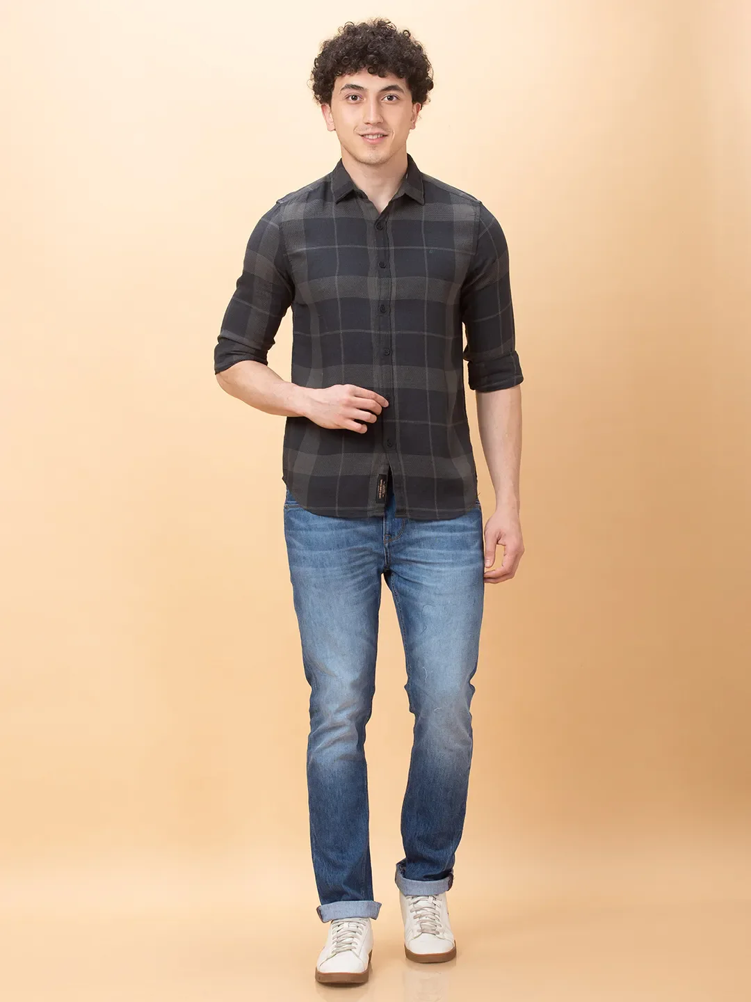 Green Slim Fit Regular Collar Men's Shirt by Being Human Clothing - Image 2
