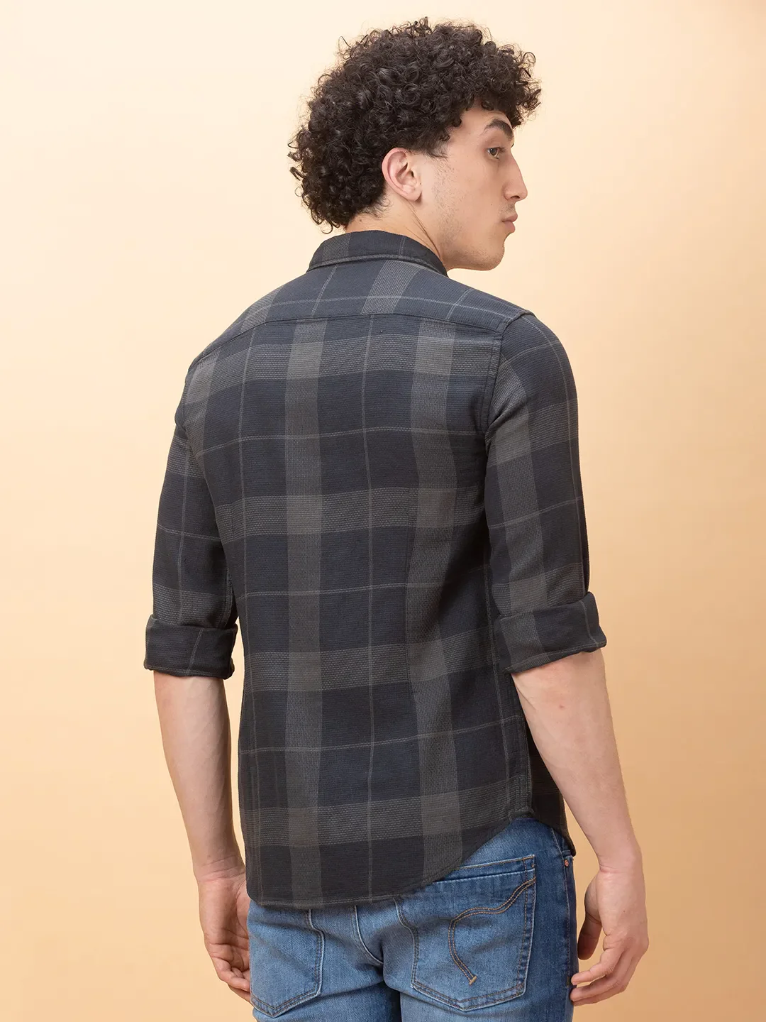 Green Slim Fit Regular Collar Men's Shirt by Being Human Clothing - Image 3