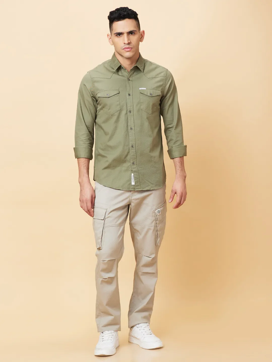 Green Slim Fit Regular Collar Men's Shirt by Being Human Clothing - Image 2