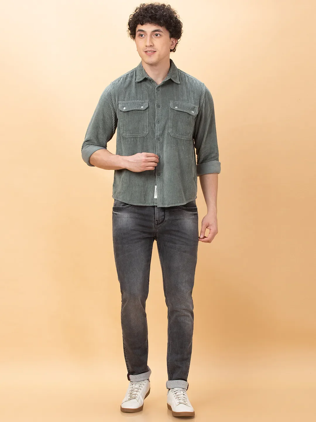 Green Slim Fit Regular Collar Men's Shirt by Being Human Clothing - Image 2