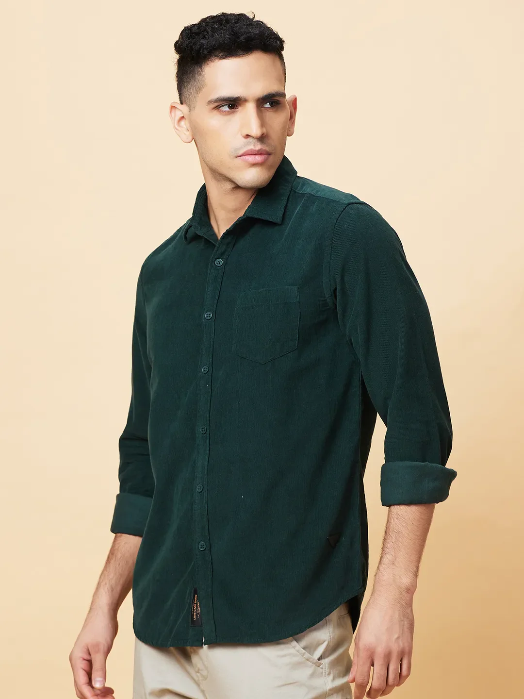 Green Slim Fit Regular Collar Men's Shirt by Being Human Clothing - Image 4