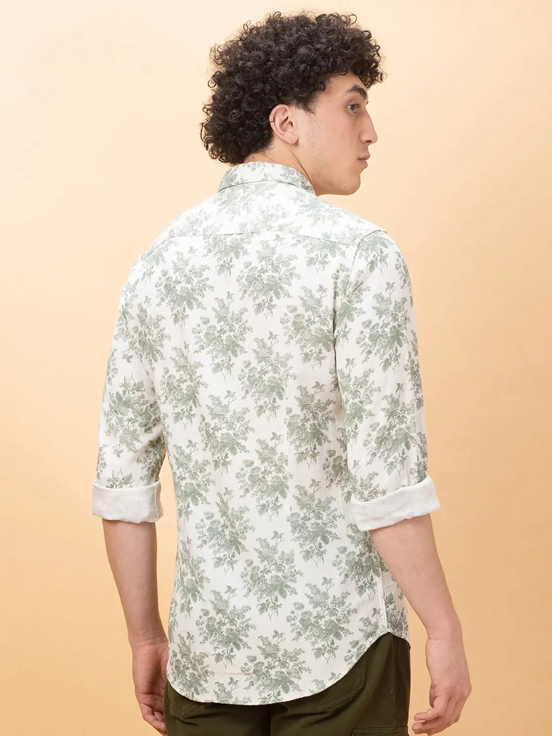 Green Slim Fit Regular Collar Men's Shirt by Being Human Clothing - Image 3