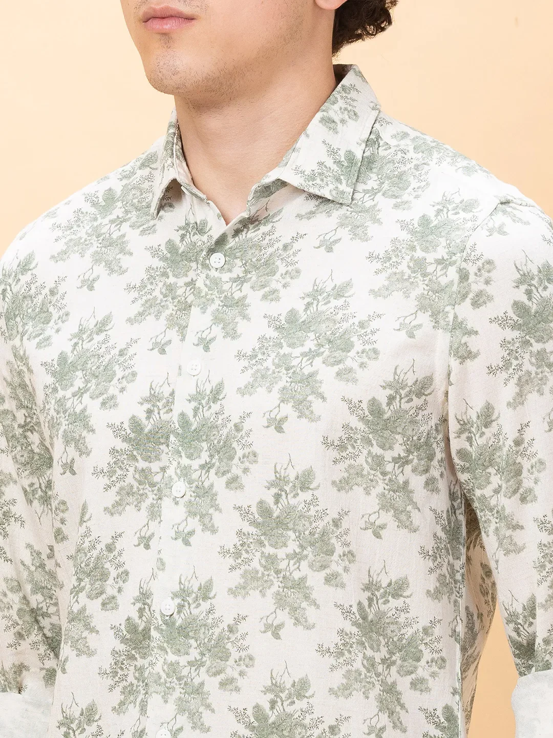 Green Slim Fit Regular Collar Men's Shirt by Being Human Clothing - Image 5