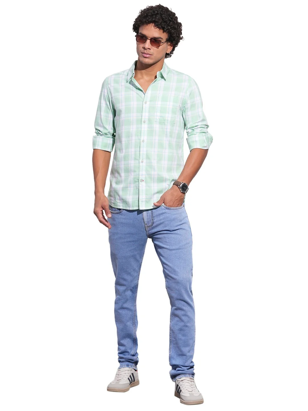 Green Regular Fit Regular Collar Men's Shirt by Being Human Clothing - Image 5