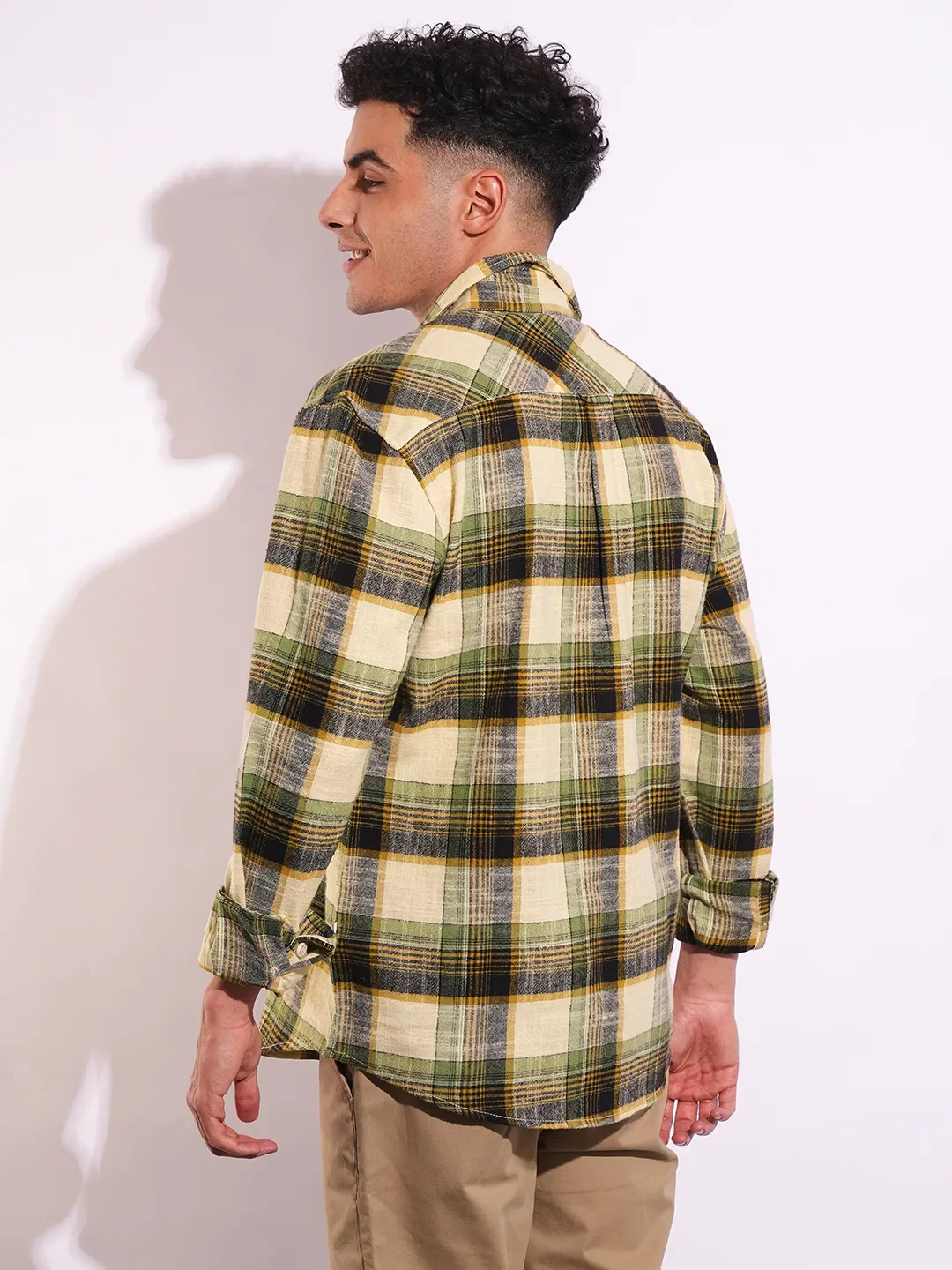 Green Moderno Fit Regular Collar Long Sleeves Men's Shirt by Being Human Clothing - Image 3
