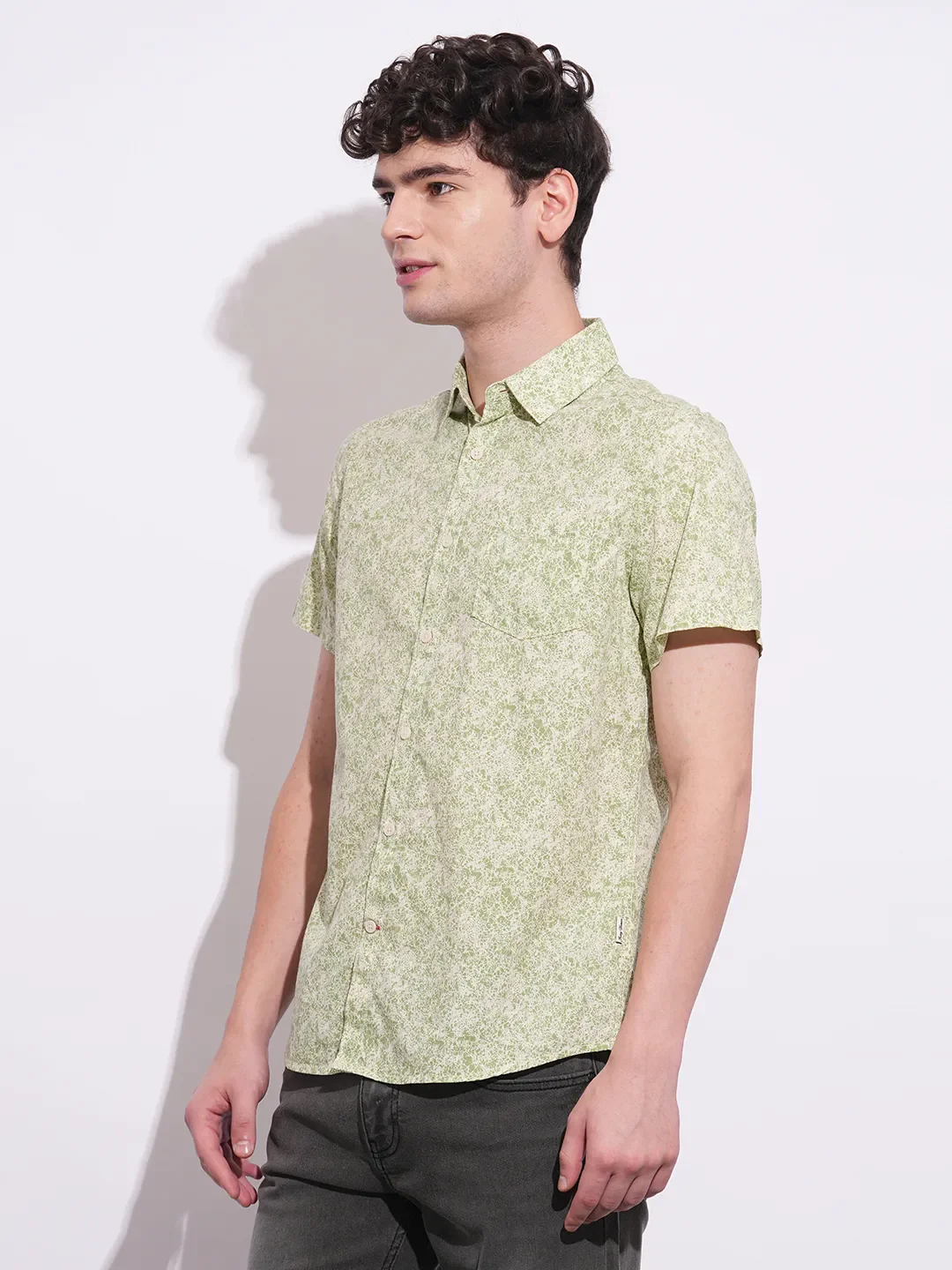 Green Moderno Fit Regular Collar Short Sleeves Men's Shirt by Being Human Clothing - Image 2
