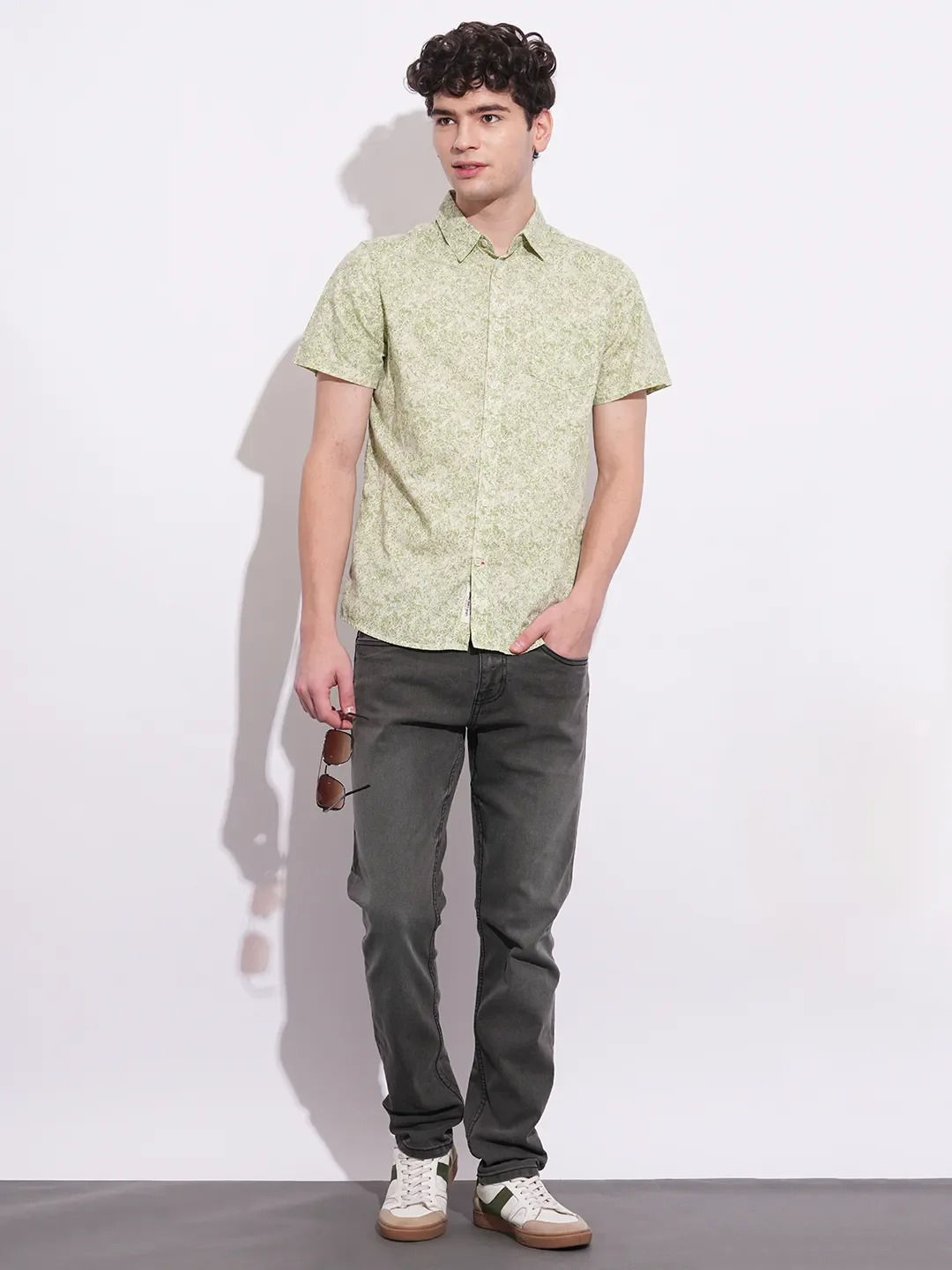 Green Moderno Fit Regular Collar Short Sleeves Men's Shirt by Being Human Clothing - Image 4