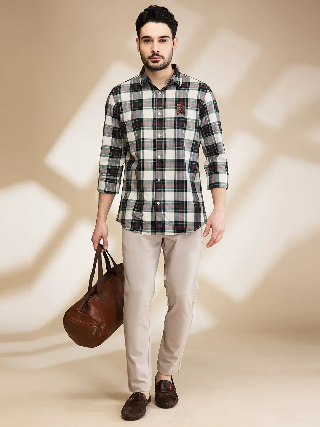 Green Slim Straight Fit Regular Collar Long Sleeves Men's Shirt by Being Human Clothing - Image 6