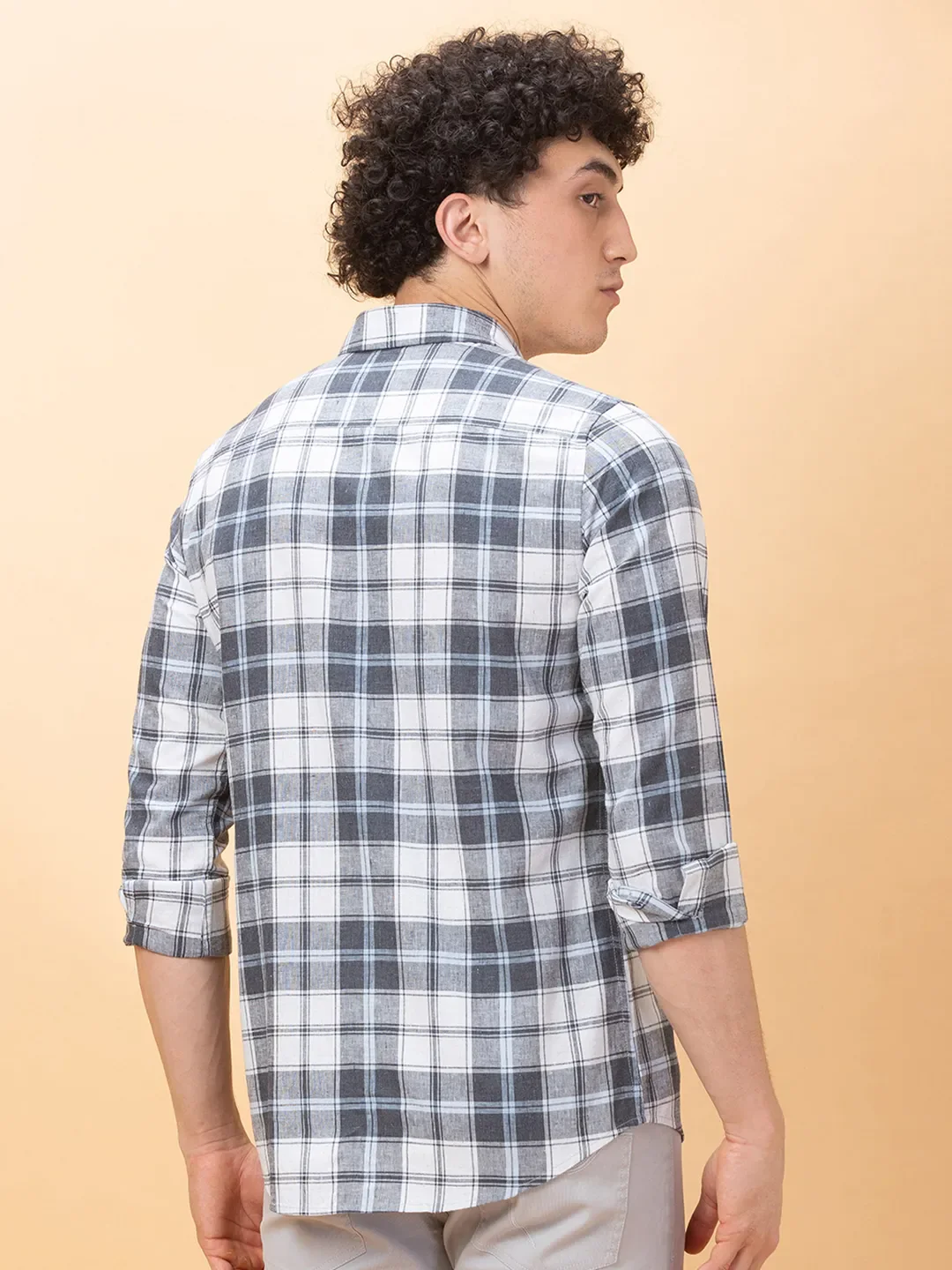 Grey Slim Fit Regular Collar Men's Shirt by Being Human Clothing - Image 3