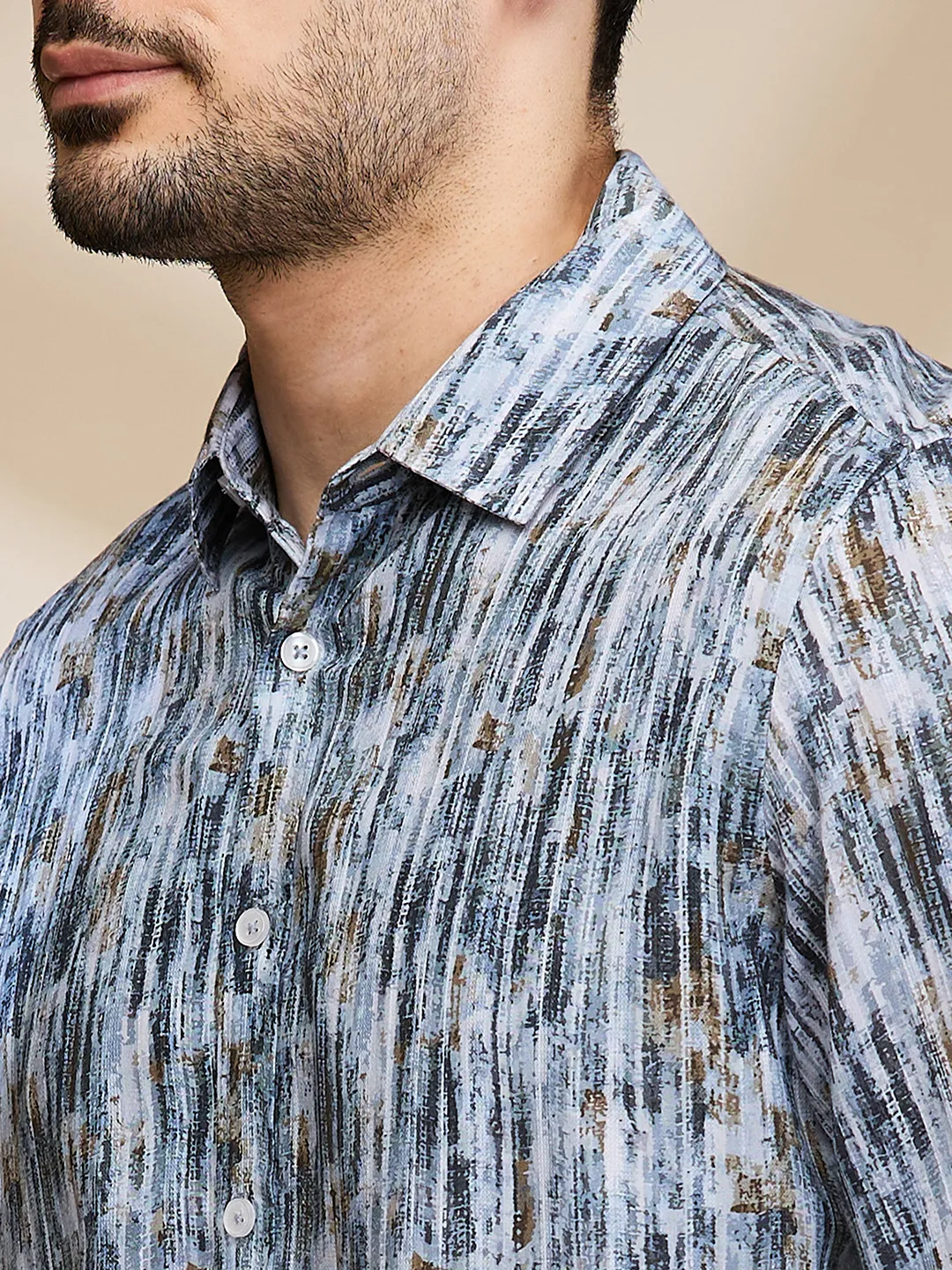 Grey Slim Fit Regular Collar Men's Shirt by Being Human Clothing - Image 5