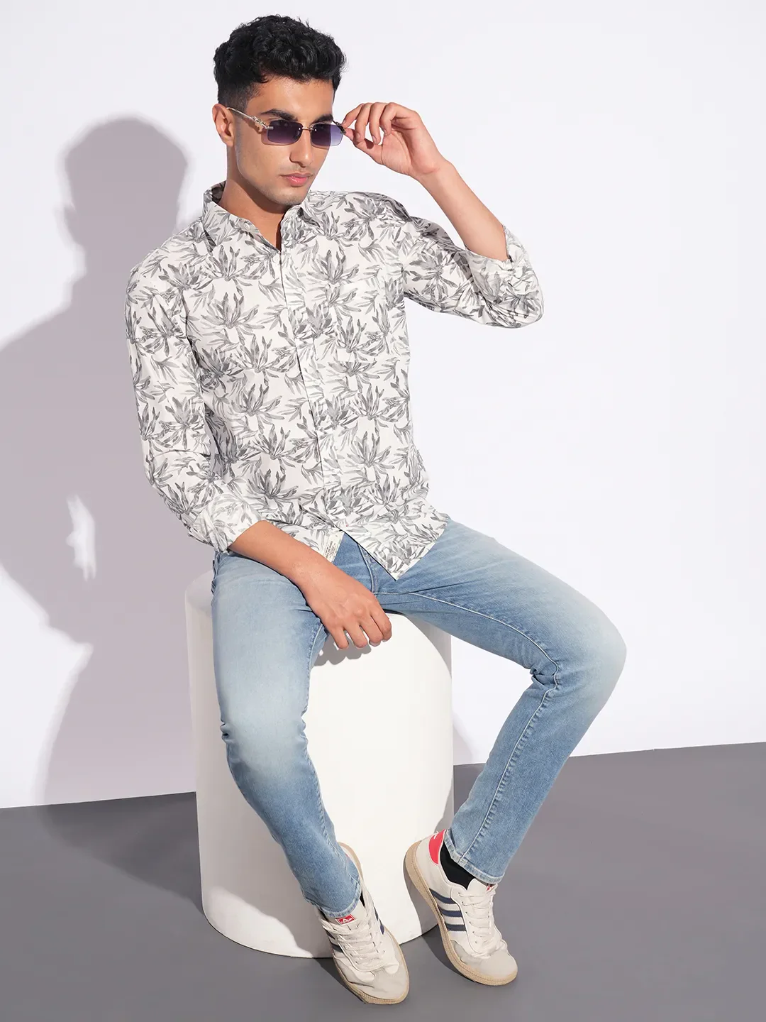 Grey Moderno Fit Regular Collar Long Sleeves Men's Shirt by Being Human Clothing - Image 4