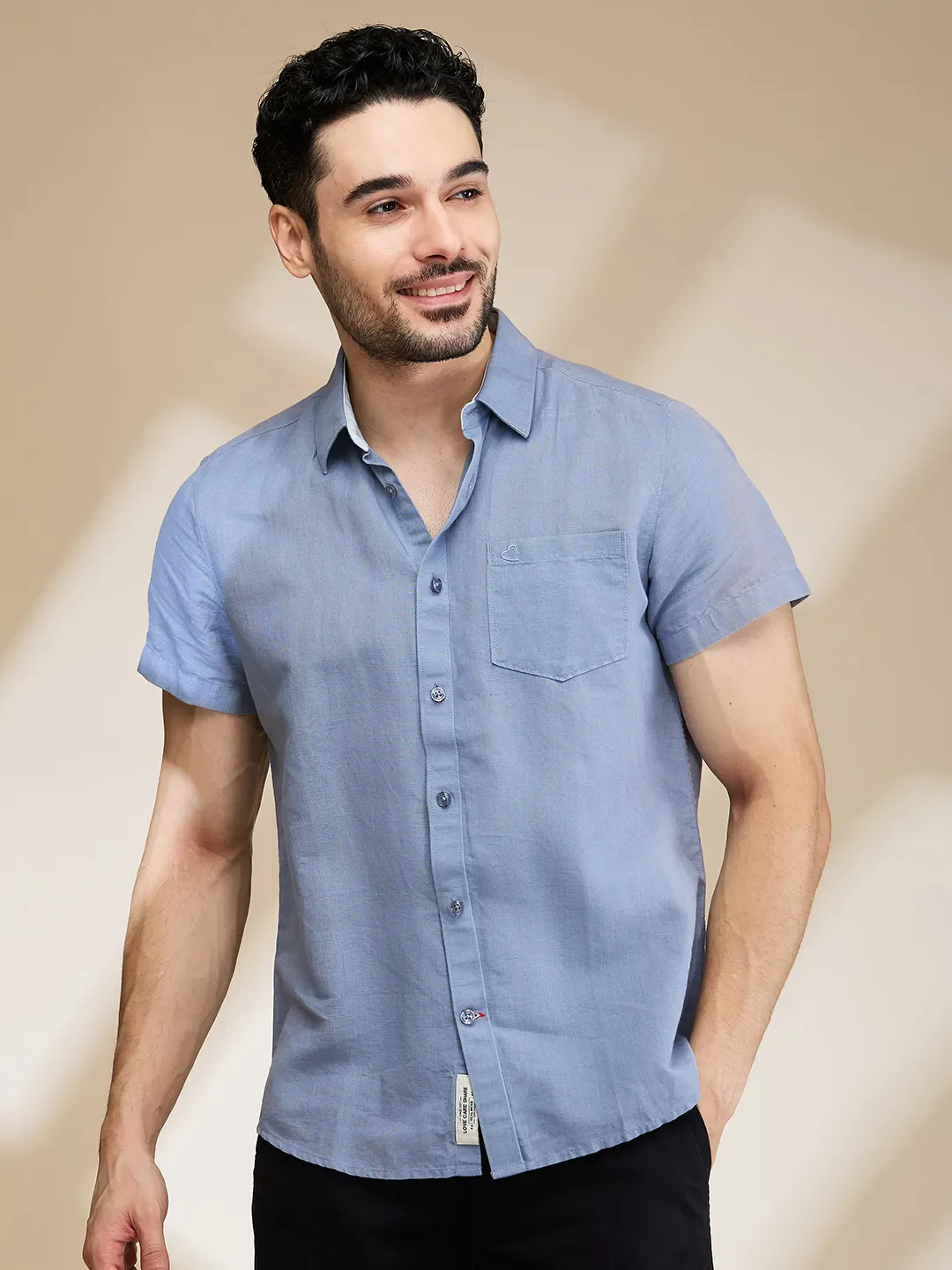 Grey Slim Fit Regular Collar Men's Shirt by Being Human Clothing
