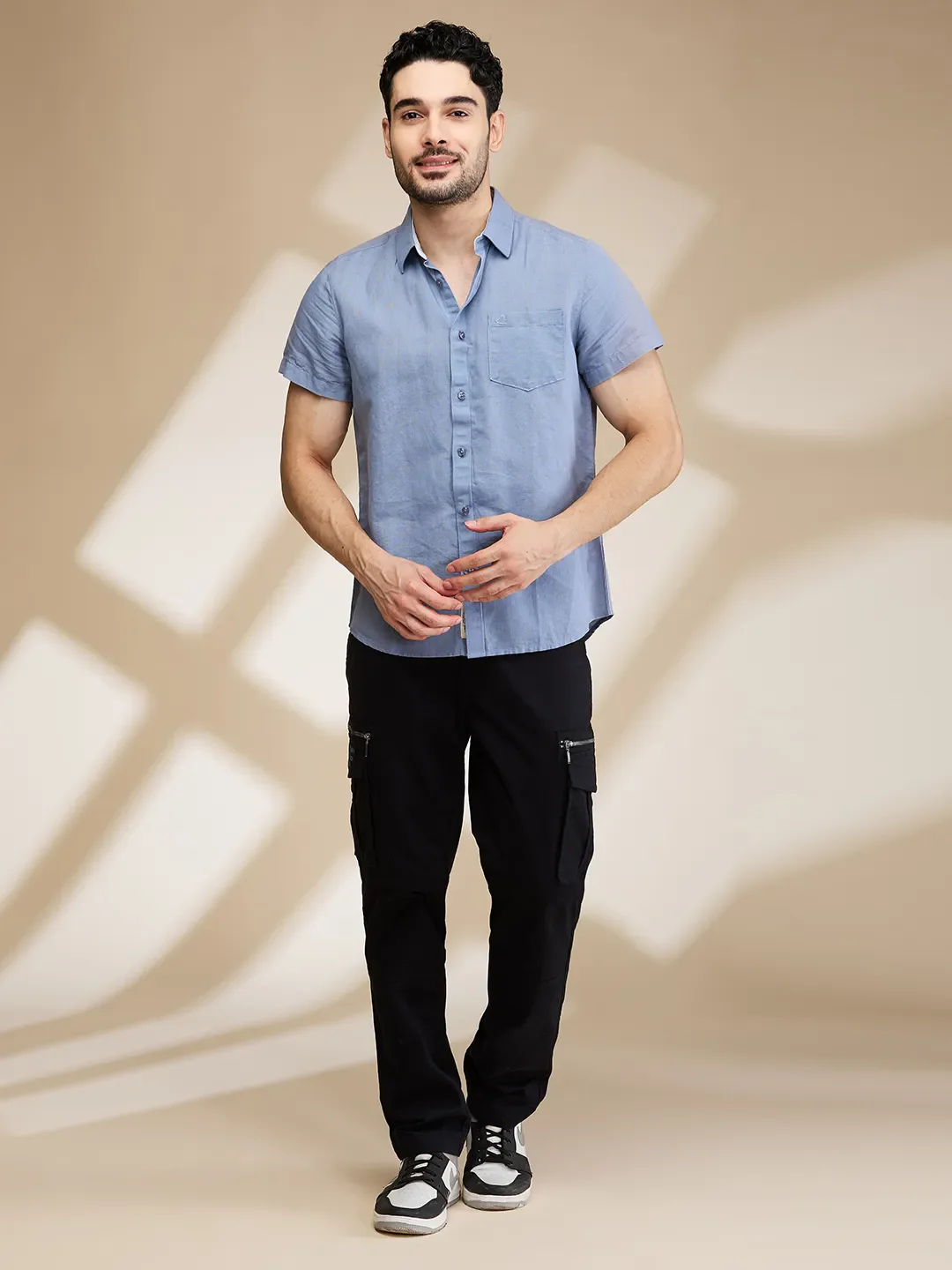 Grey Slim Fit Regular Collar Men's Shirt by Being Human Clothing - Image 2