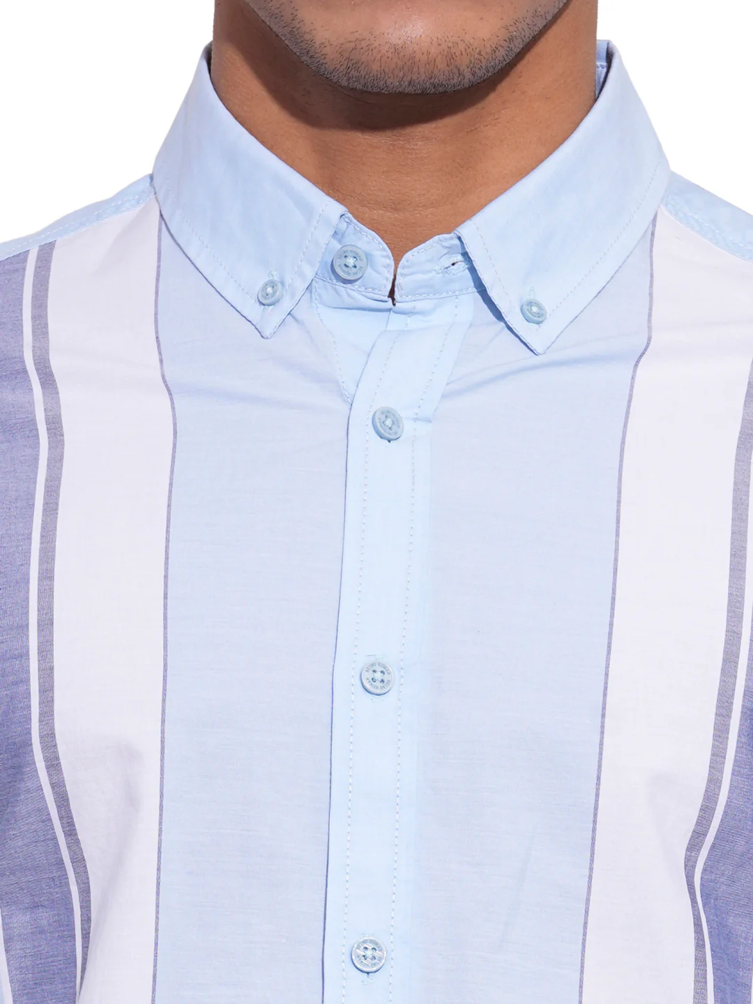 Light Blue Regular Fit Regular Collar Men's Shirt by Being Human Clothing - Image 4