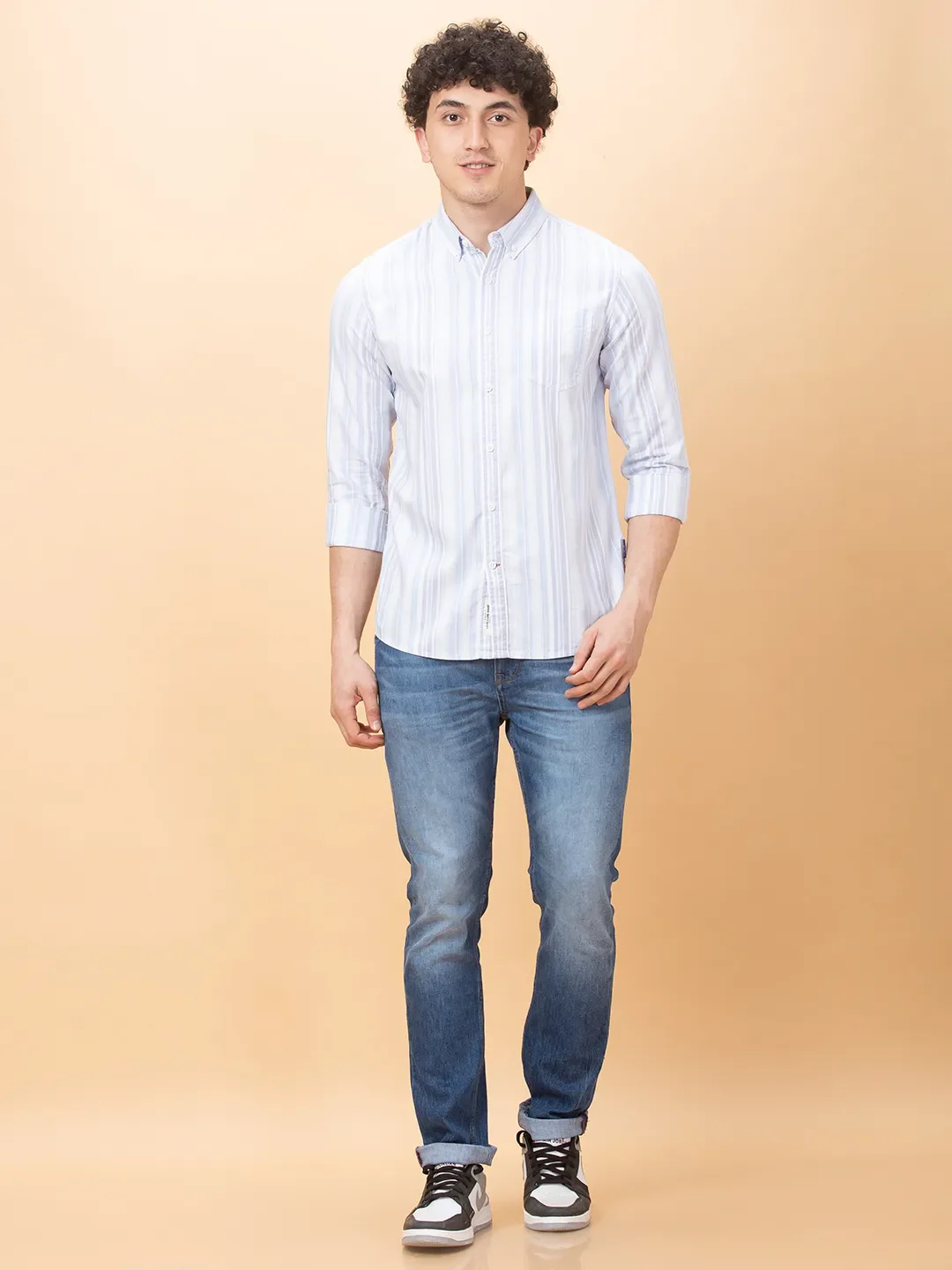 Light Blue Slim Fit Regular Collar Men's Shirt by Being Human Clothing - Image 2
