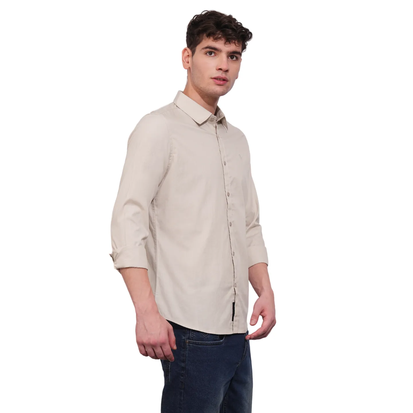 Grey Slim Straight Fit Regular Collar Long Sleeves Men's Shirt by Being Human Clothing - Image 2