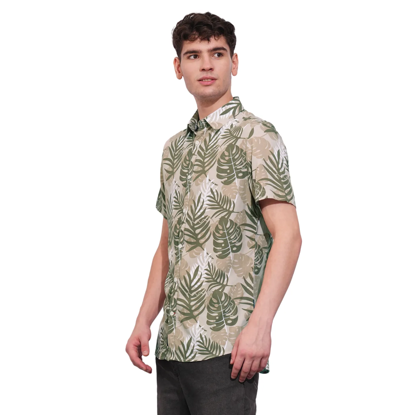Light Grey Slim Fit Regular Collar Men's Shirt by Being Human Clothing - Image 2