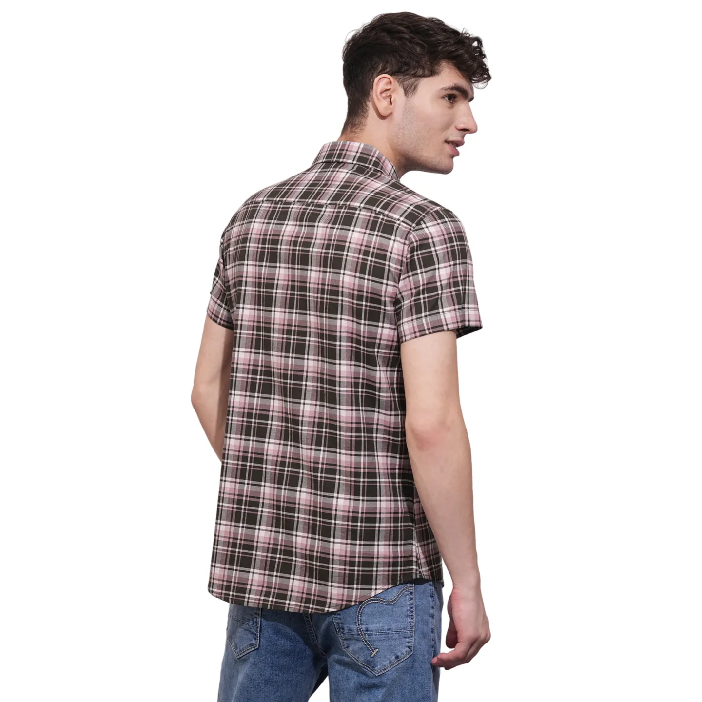 Light Pink Slim Fit Regular Collar Men's Shirt by Being Human Clothing - Image 3