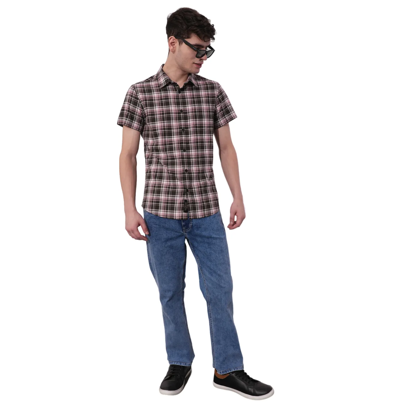 Light Pink Slim Fit Regular Collar Men's Shirt by Being Human Clothing - Image 4