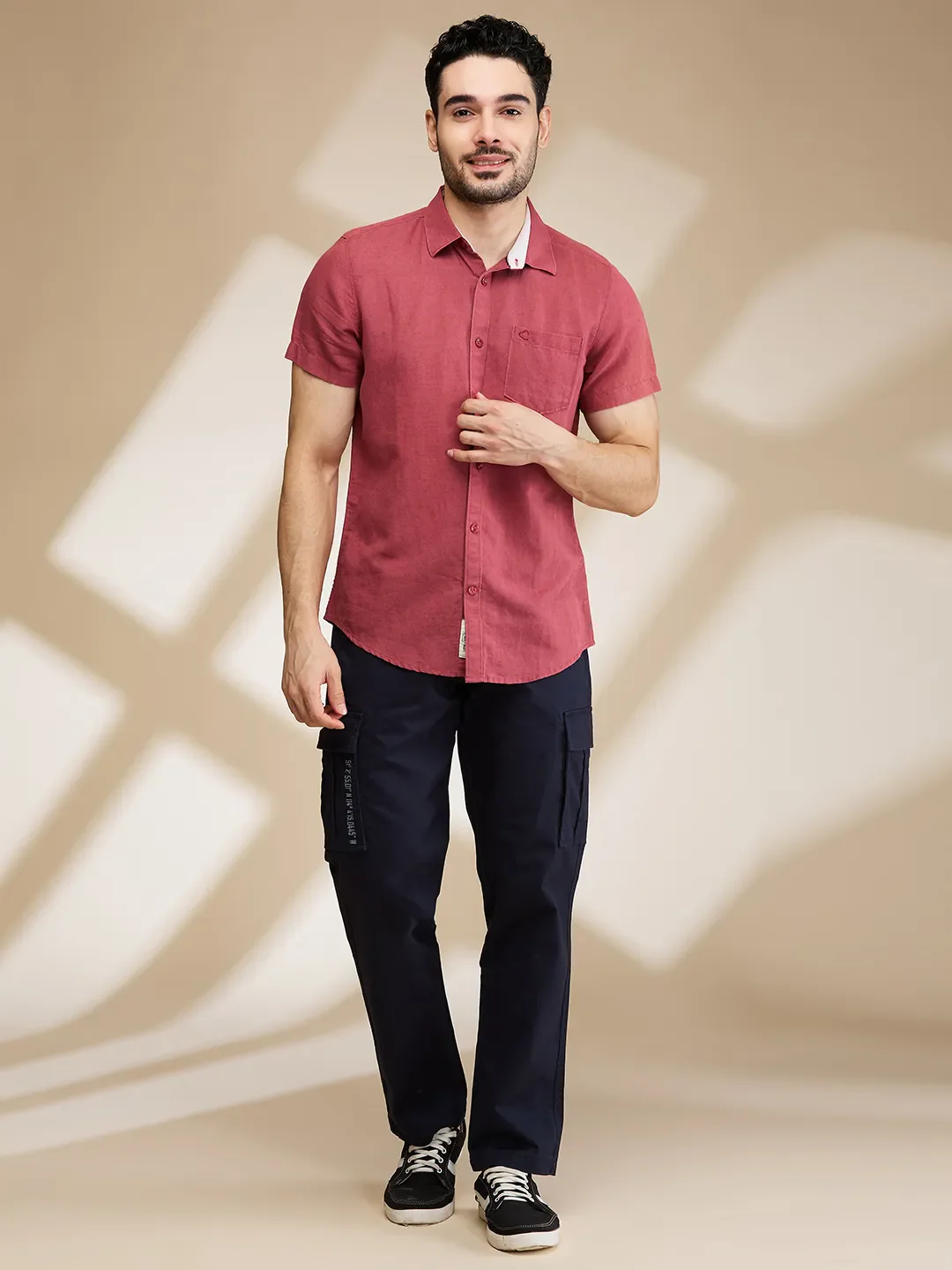 Magenta Slim Fit Regular Collar Men's Shirt by Being Human Clothing - Image 2