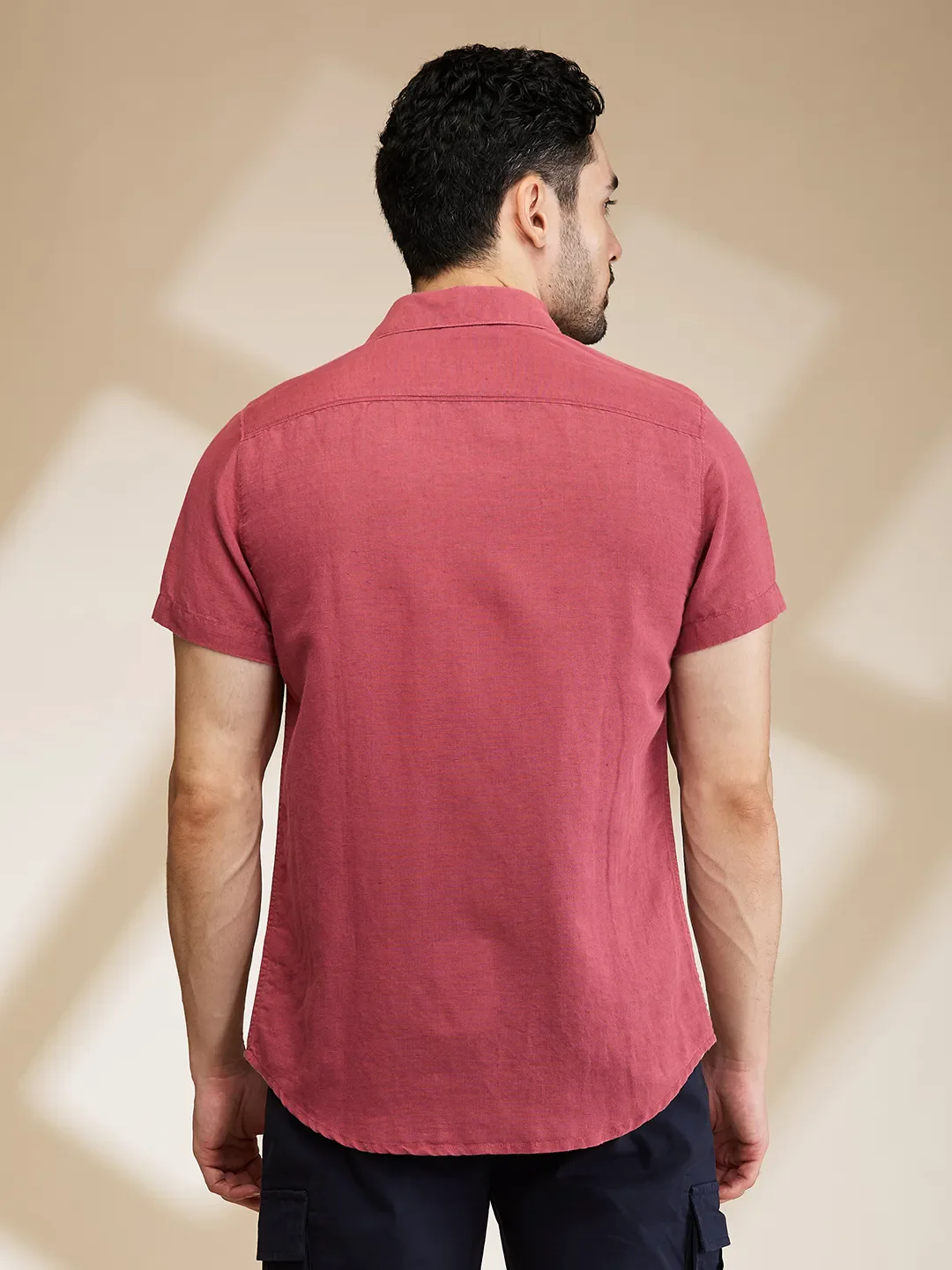 Magenta Slim Fit Regular Collar Men's Shirt by Being Human Clothing - Image 3
