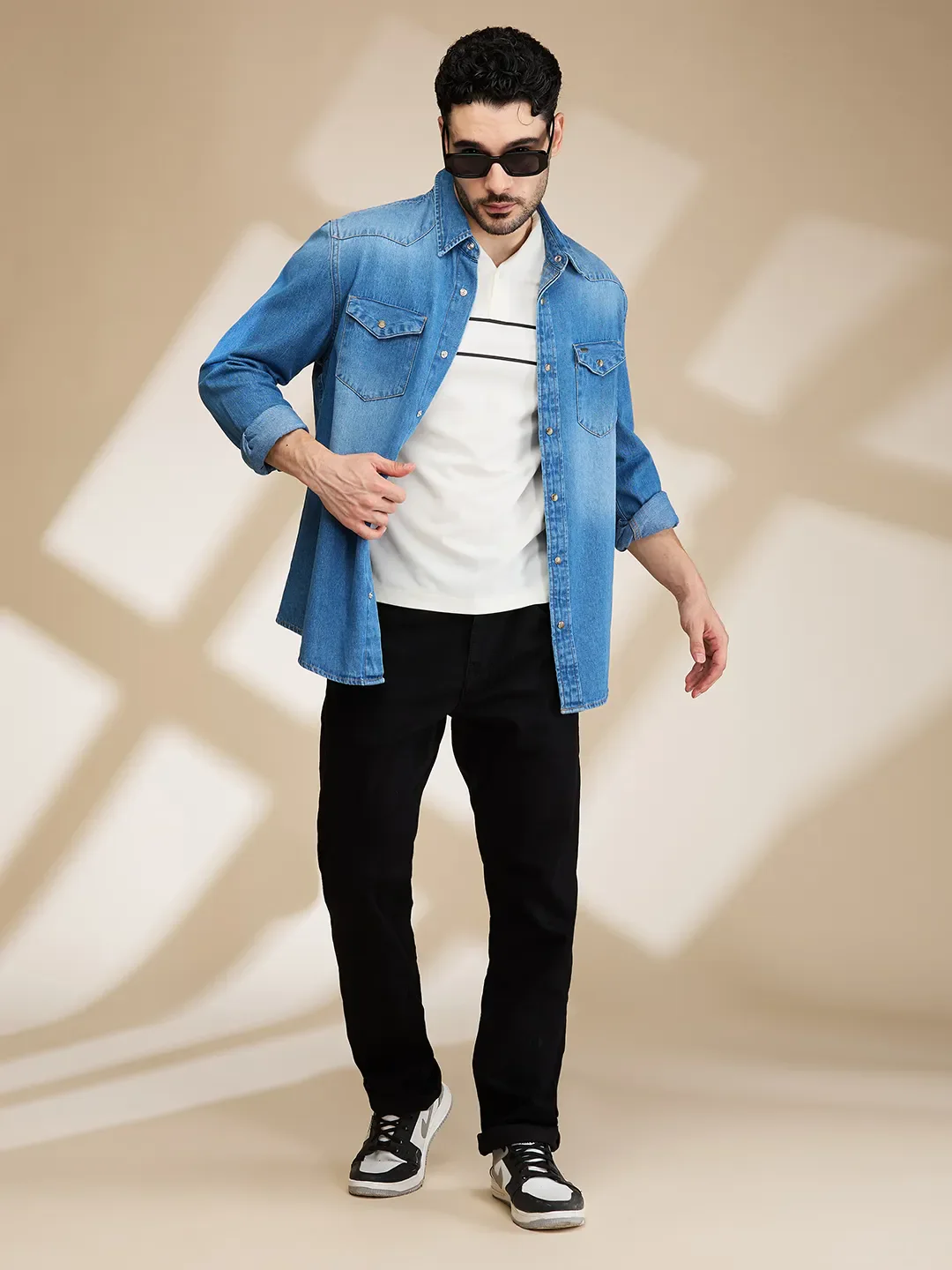 Blue Slim Fit Regular Collar Men's Shirt by Being Human Clothing - Image 6