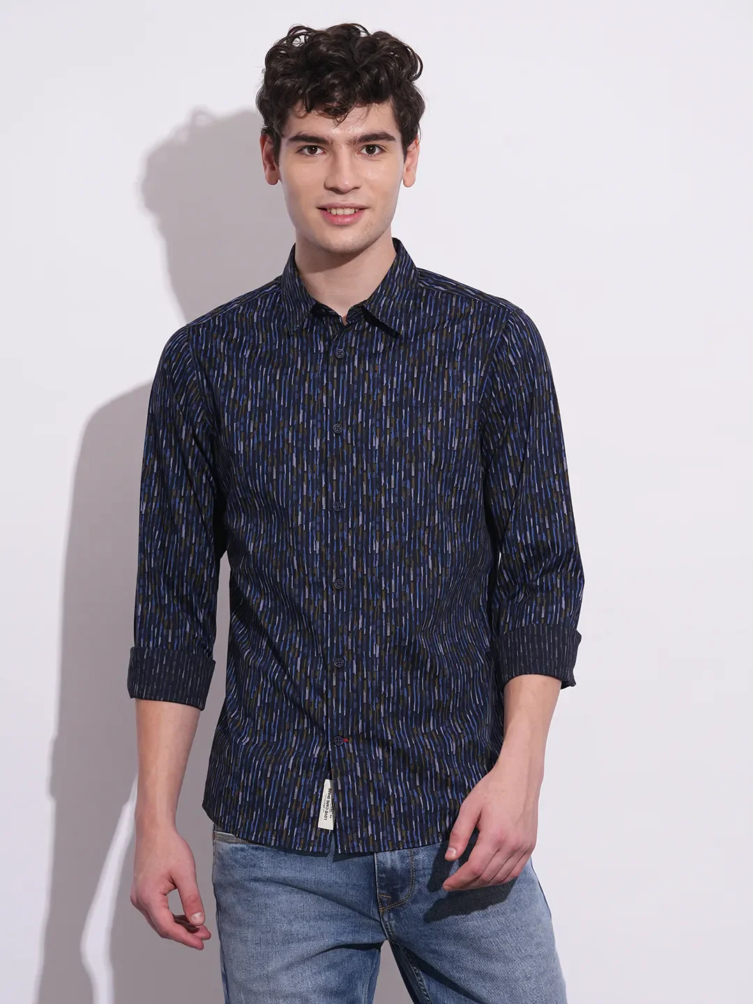 Blue Regular Fit Regular Collar Men's Shirt by Being Human Clothing - Image 4