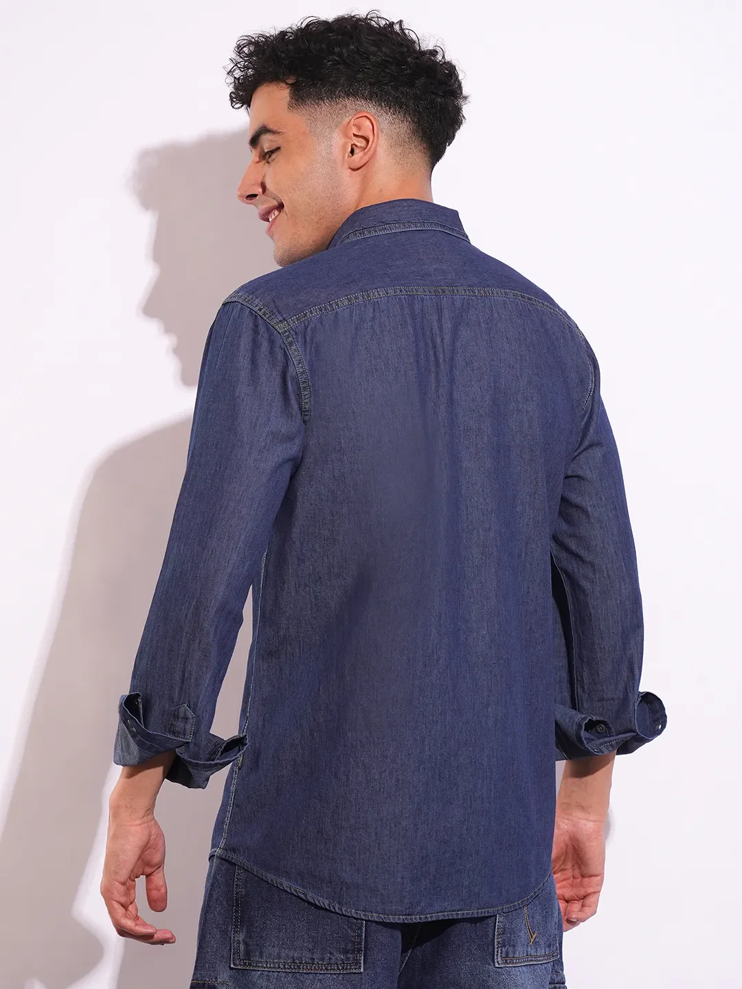 Blue Moderno Fit Regular Collar Long Sleeves Men's Shirt by Being Human Clothing - Image 3