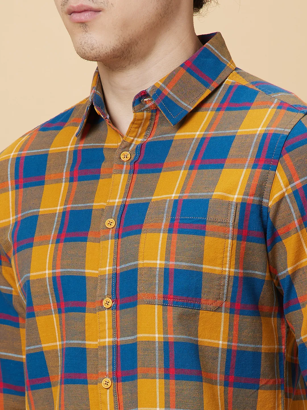 Mustard Slim Fit Regular Collar Men's Shirt by Being Human Clothing - Image 5