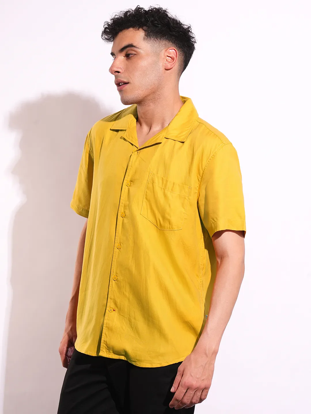 Yellow Regular Fit Regular Collar Short Sleeves Men's Shirt by Being Human Clothing - Image 2