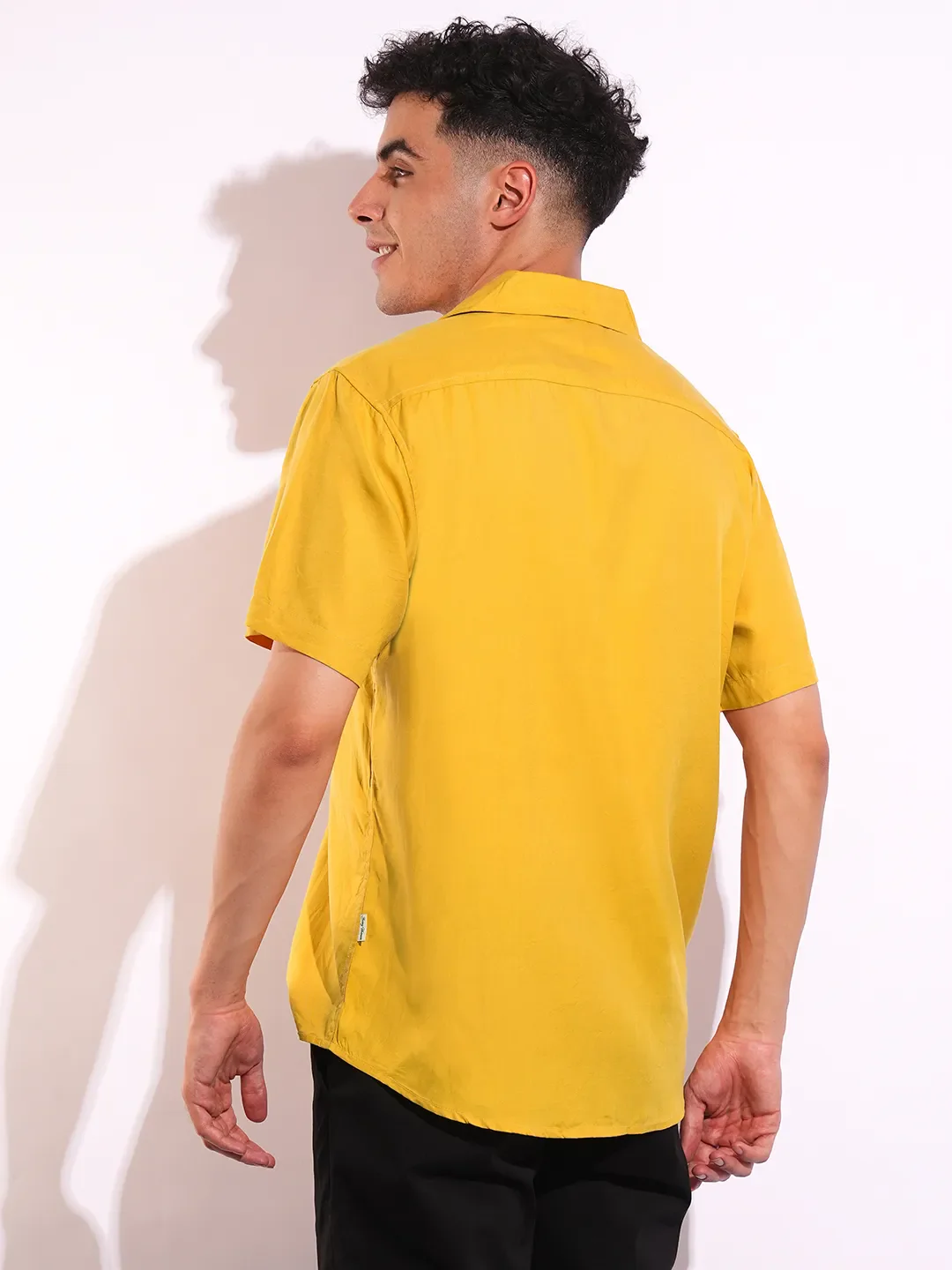 Yellow Regular Fit Regular Collar Short Sleeves Men's Shirt by Being Human Clothing - Image 3