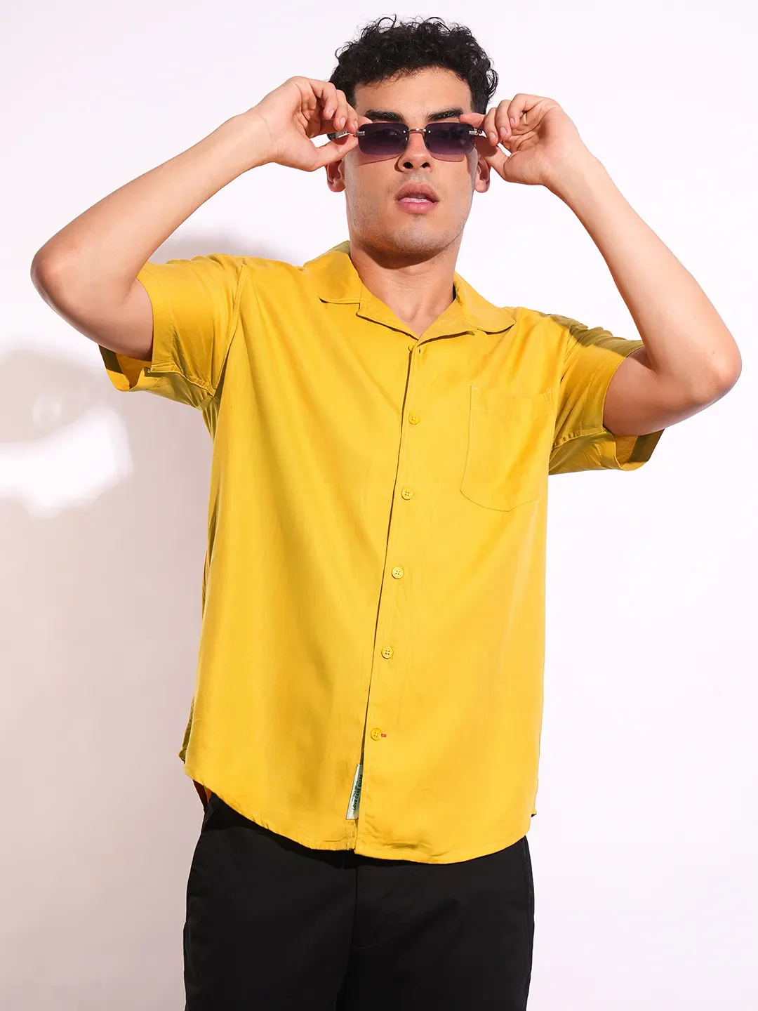 Yellow Regular Fit Regular Collar Short Sleeves Men's Shirt by Being Human Clothing - Image 6