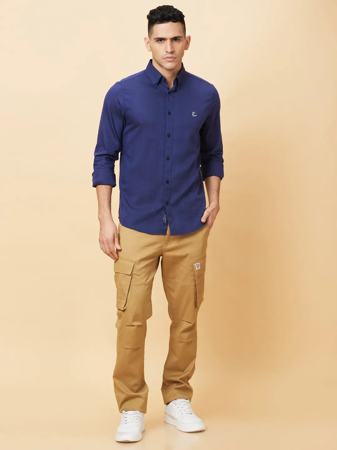 Navy Slim Fit Regular Collar Men's Shirt by Being Human Clothing - Image 2