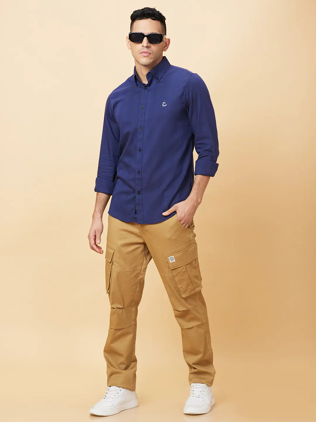 Navy Slim Fit Regular Collar Men's Shirt by Being Human Clothing - Image 6