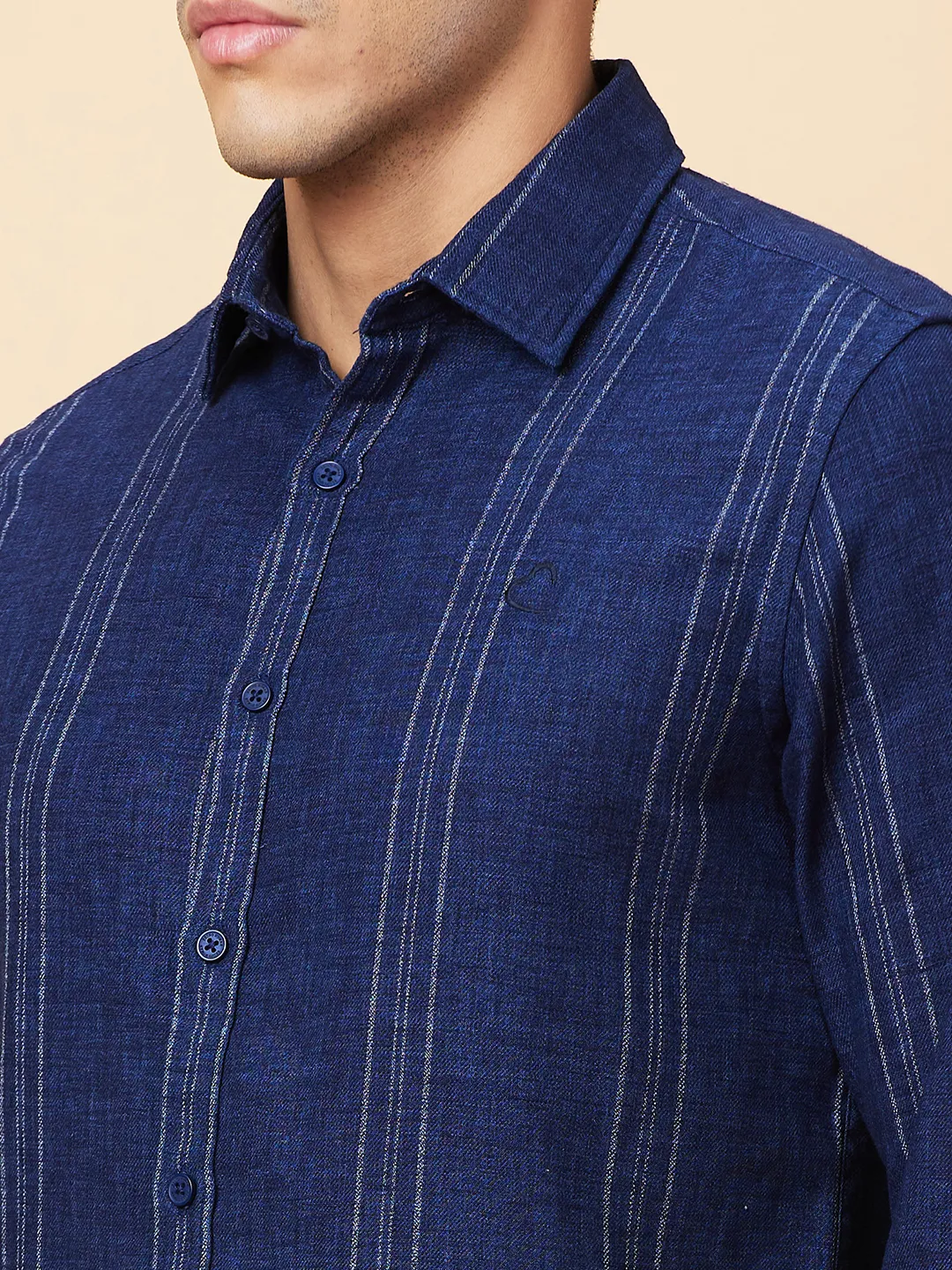 Navy Slim Fit Regular Collar Men's Shirt by Being Human Clothing - Image 5