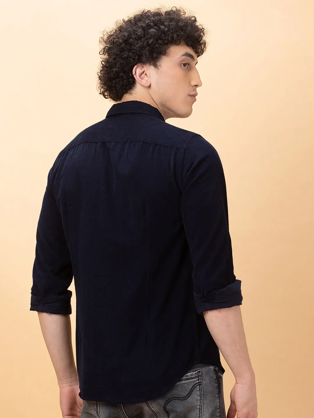 Navy Slim Fit Regular Collar Men's Shirt by Being Human Clothing - Image 3