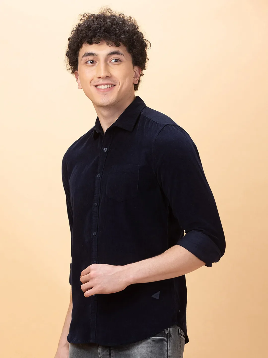 Navy Slim Fit Regular Collar Men's Shirt by Being Human Clothing - Image 4