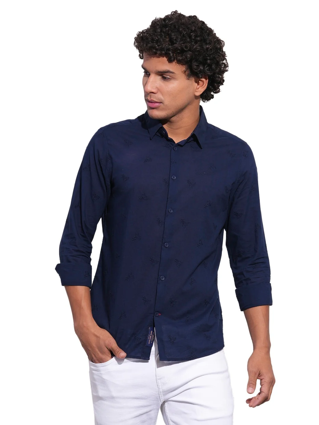 Navy Regular Fit Regular Collar Men's Shirt by Being Human Clothing
