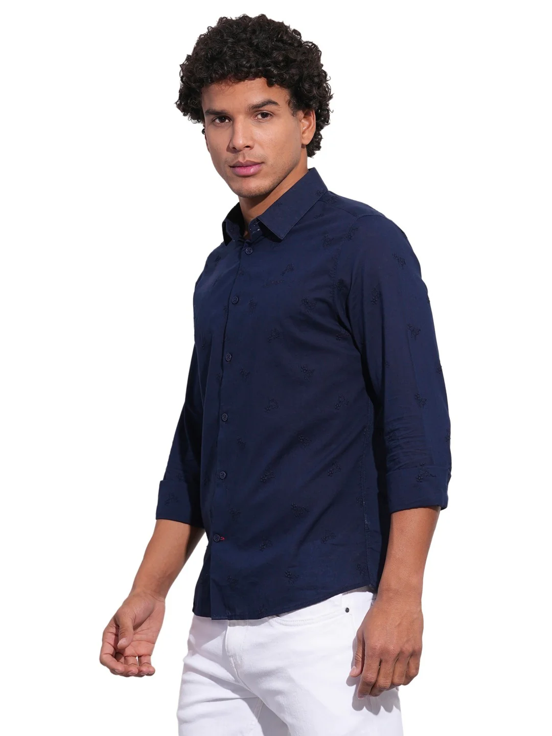 Navy Regular Fit Regular Collar Men's Shirt by Being Human Clothing - Image 2